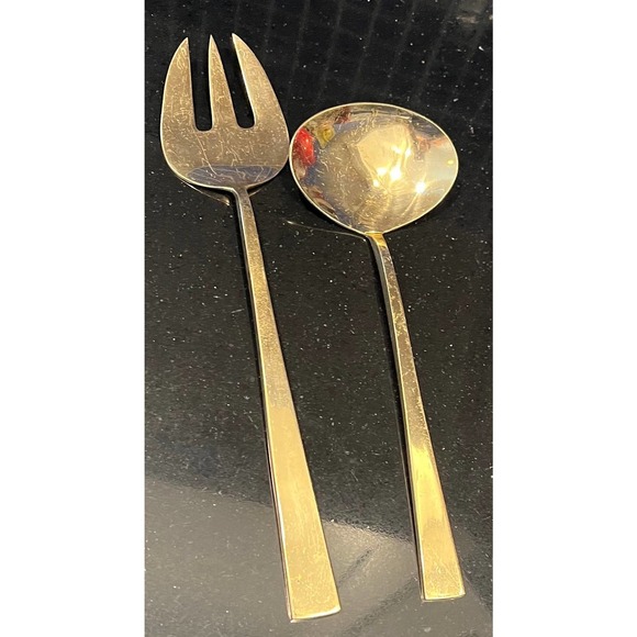 Gold Plated 2-Piece Service Set Cutlery Large Fork and Spoon - Picture 9 of 10
